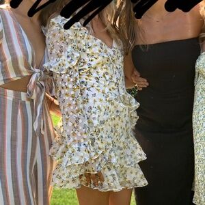 White Floral Print Mini Dress